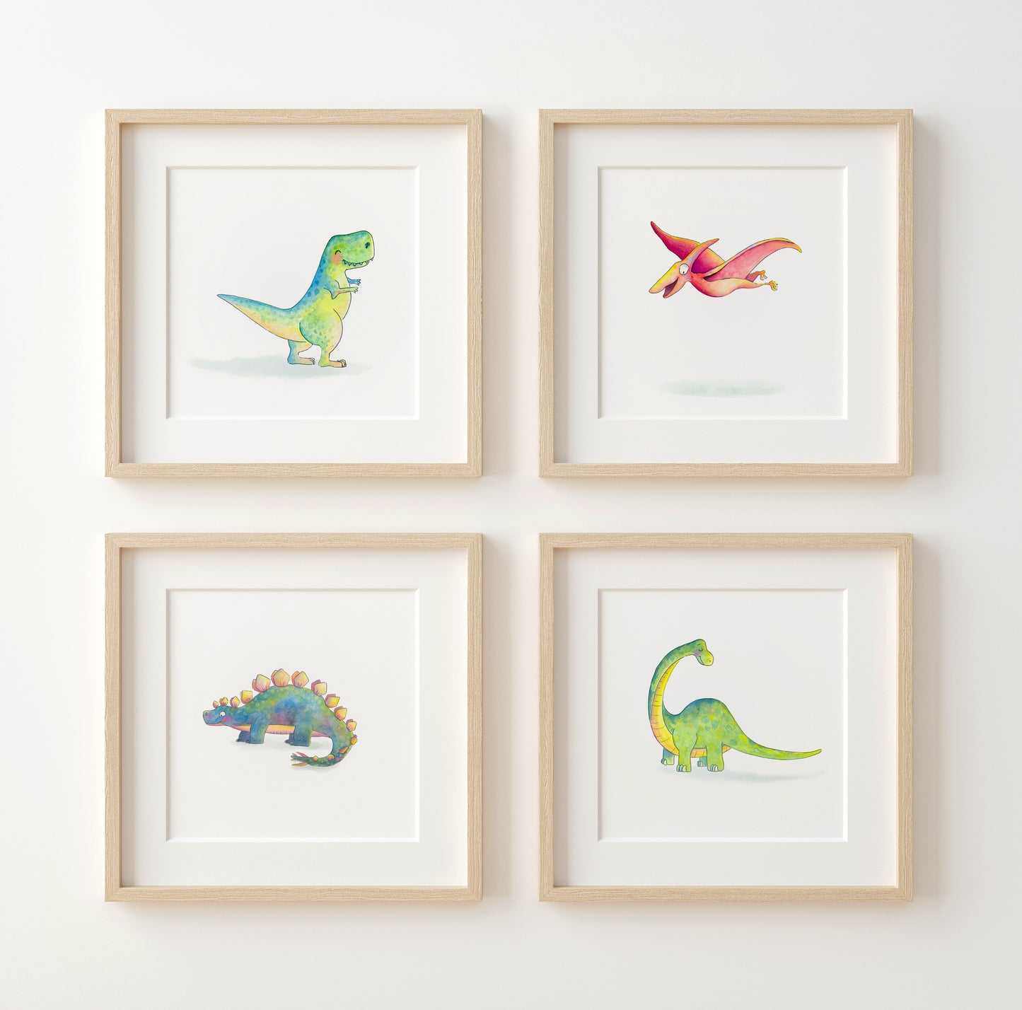 Timeless Dinosaurs Set of 4 Square Prints