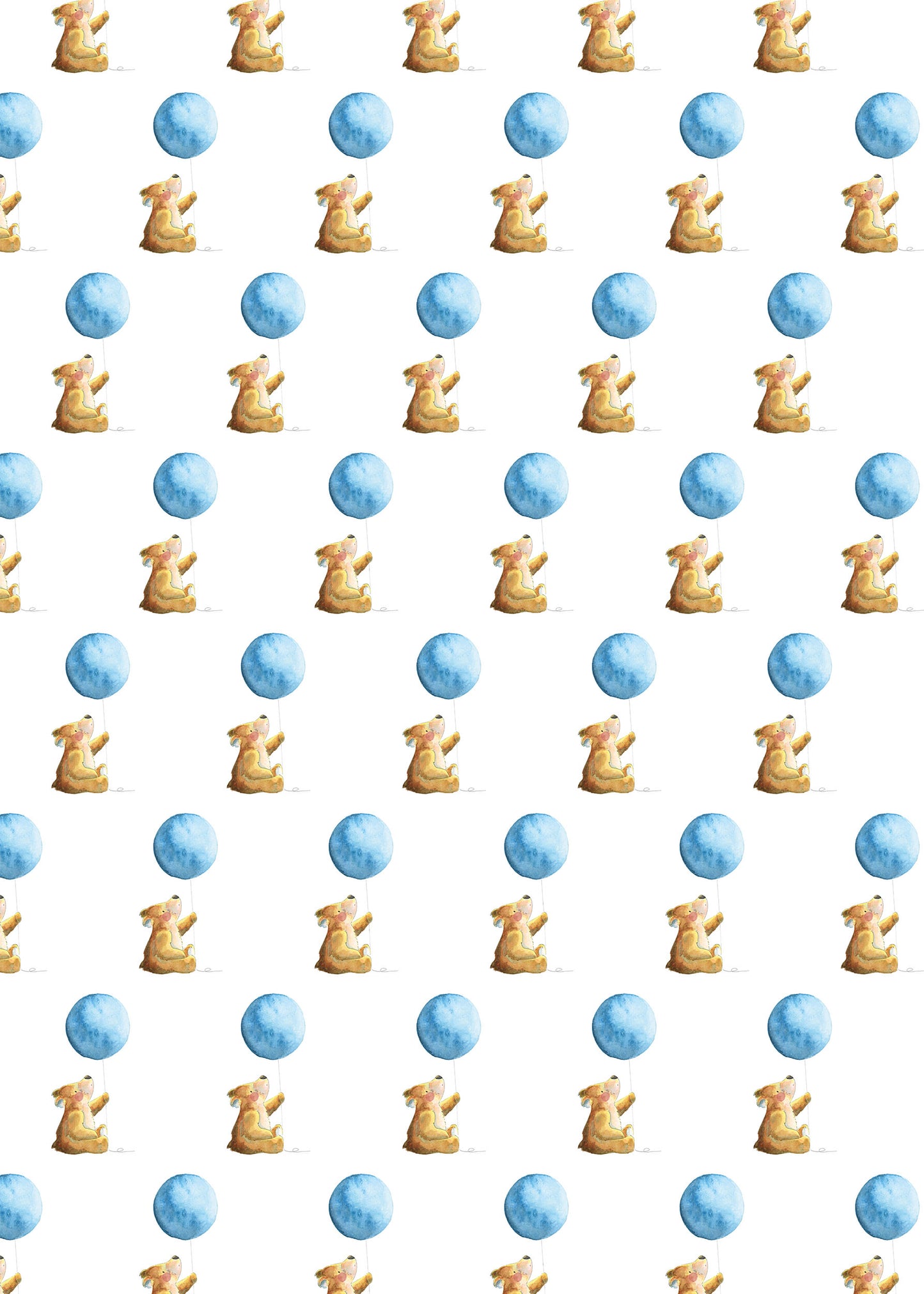 Bear & Blue Balloon Wrapping Paper