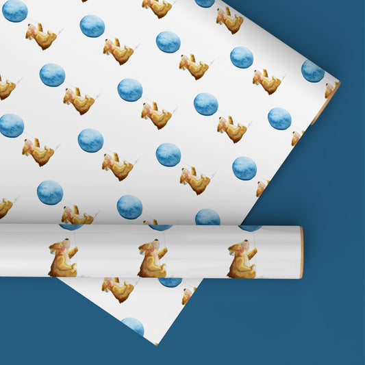 Bear & Blue Balloon Wrapping Paper